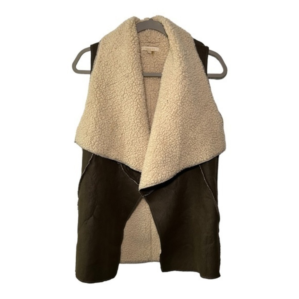 Cherish Brown Faux Leather Sherpa Lined Women’s Vest Sz XS